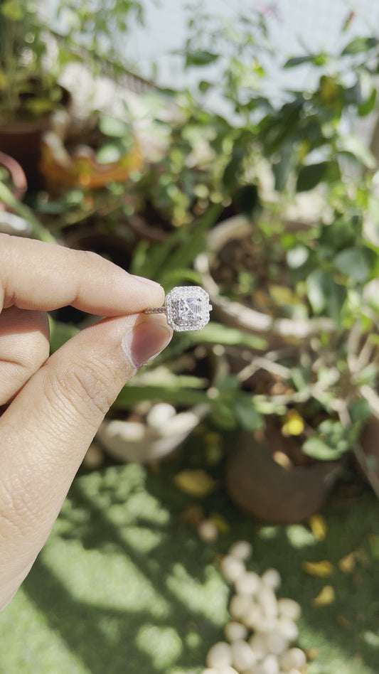 Silver Double Halo Princess Cut Ring