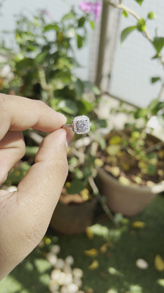 Silver Square Solitaire Ring