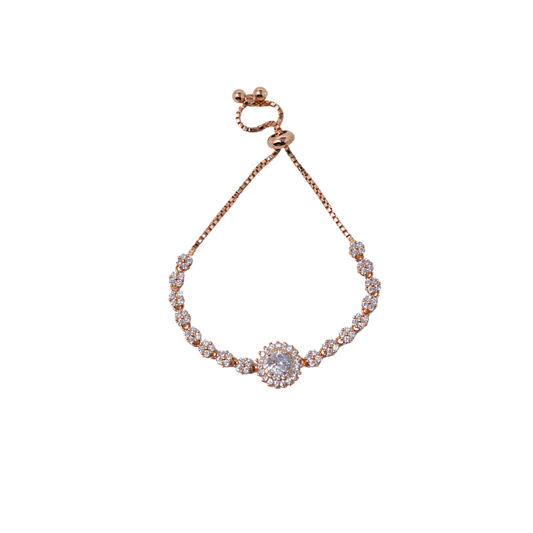 Rose Gold Solitaire Adjustable Bracelet