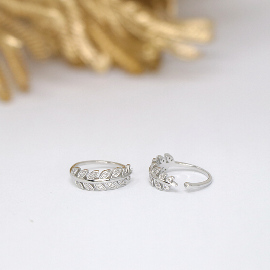 Silver Leaf II Toe Rings