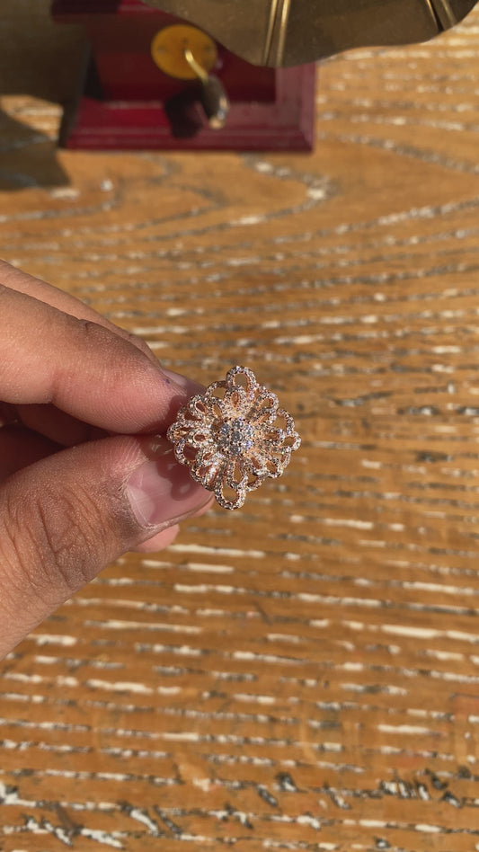 Rose Gold Flower Cocktail Ring