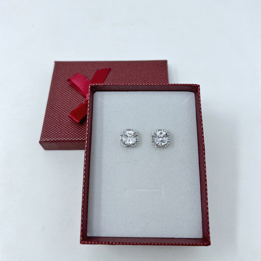 Silver Cushion Cut Studs