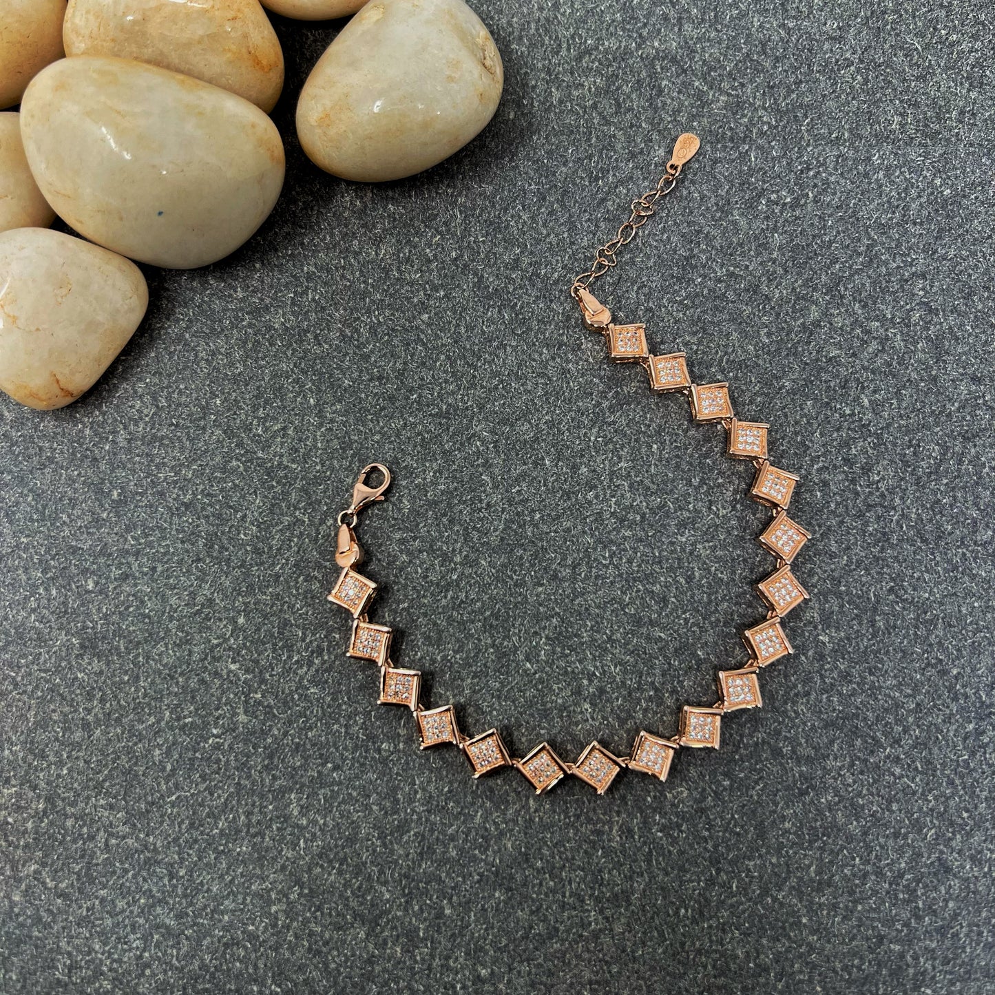 Rose Gold Micro Stone Square Bracelet