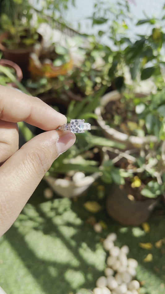 Silver Princess Cut II Ring